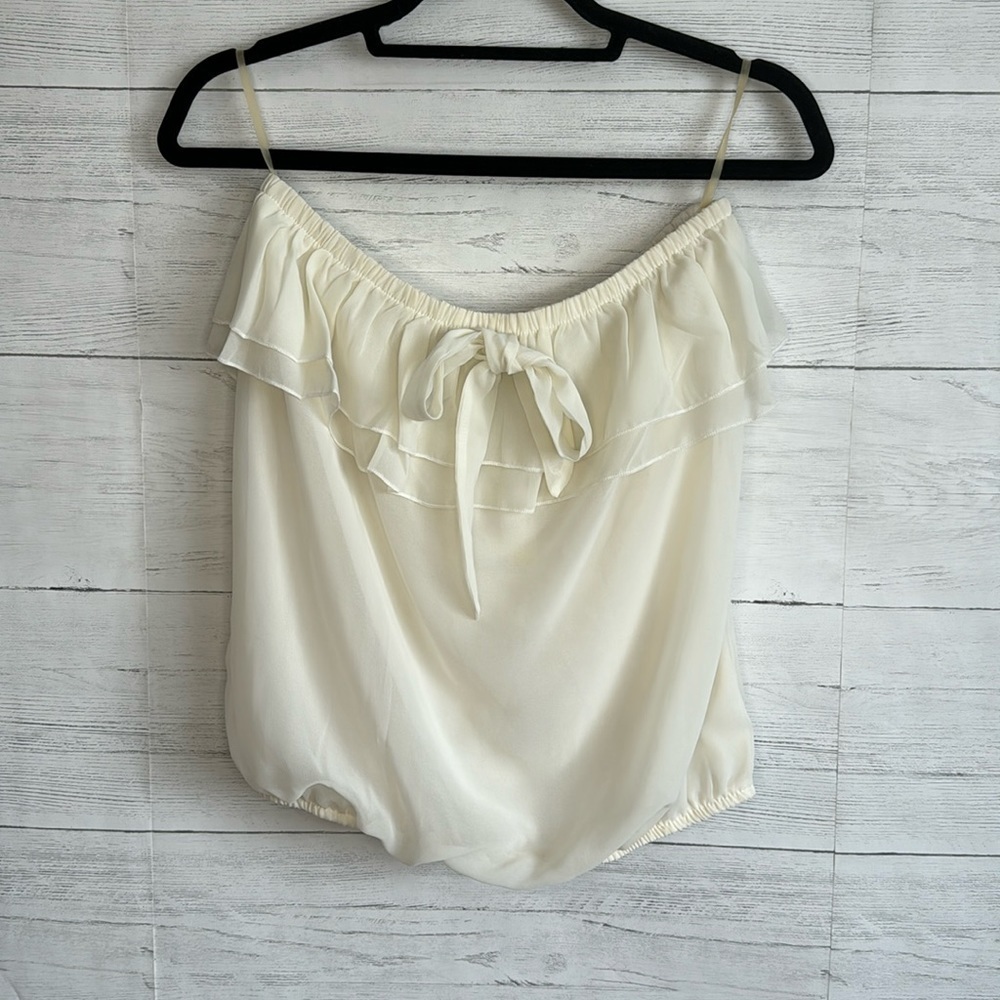Tillys Miss Chievous Sheer Tie Knot Ruffle Tube Top | SIZE M